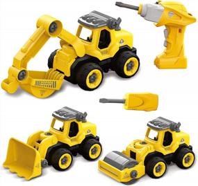 img 4 attached to Fisca Electric Drill Take Apart Toys - STEM Construction Vehicles Set With Remote Control | Perfect Building Toy For Kids Ages 3-6