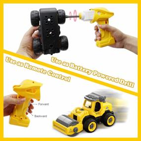 img 2 attached to Fisca Electric Drill Take Apart Toys - STEM Construction Vehicles Set With Remote Control | Perfect Building Toy For Kids Ages 3-6