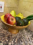 img 1 attached to Natural Acacia Wood Fruit Bowl - Large 12-Inch Decorative Pedestal Bowl For Rustic Or Farmhouse Kitchen Decor, Ideal For Serving And Displaying Fruit On Countertops, By Folkulture Wood. review by Julie Valenzuela