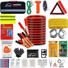 img 4 attached to Stay Prepared On The Road: Get The AUTODECO Premium Car Roadside Emergency Kit With Jumper Cables And Tow Strap