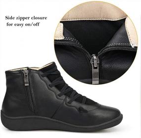 img 1 attached to Women'S Winter Snow Boots Fur Lined Waterproof Anti-Slip Leather Zipper Flat Booties