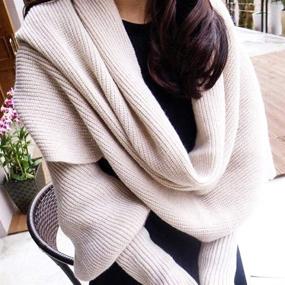 img 3 attached to Knitted Fashion Winter Sweater Scarves Women's Accessories - Scarves & Wraps