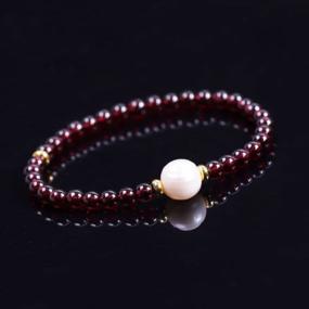 img 2 attached to Amethyst Purple Gemstone Healing Bracelet: Freshwater Pearl Beaded Stretchy Bracelet For Women Girls Gifts