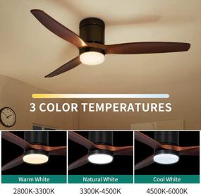 img 3 attached to YITAHOME 52 Inch Low Profile Ceiling Fan With Light And Remote - Flush Mount, 6 Speed, Reversible Airflow, Perfect For Indoor And Outdoor Use