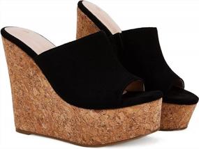 img 1 attached to Summer Comfort Cork High-Heeled Mules: Women'S Slip-On Platform Wedge Sandals With Peep Toe