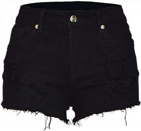 img 4 attached to 👖 Aodrusa Women's Distressed Denim Shorts - Mid Waist Sexy Short Cutoff, Ripped Design