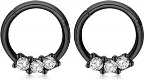 img 2 attached to Stylish And Durable: 3-Piece Stainless Steel Cartilage Hoop Earrings Set For Helix, Tragus, And Septum Piercings