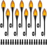 outdoor landscape lighting 10-pack with connector - luye low voltage led torches with flickering flame effect, waterproof for garden pathways, yards, and driveways, wired for 12v decoration logo