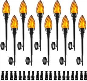 img 4 attached to Outdoor Landscape Lighting 10-Pack With Connector - LUYE Low Voltage LED Torches With Flickering Flame Effect, Waterproof For Garden Pathways, Yards, And Driveways, Wired For 12V Decoration