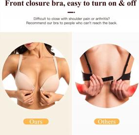 img 1 attached to YANDW Front Closure Push Up Bra Strappy Thick Padded Cross Back Add 2 Cup Plunge Seamless Underwire Bras