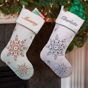 img 1 attached to DIBSIES Personalized Sparkling Snowflakes Christmas Stocking (Silver)
