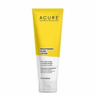 🍊 acure brightening glow lotion - 100% vegan, brighter appearance, sweet orange & colloidal oatmeal - protects & soothes, all skin types - yellow, 8 fl oz logo