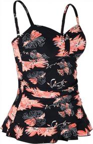 img 3 attached to Mycoco Women'S Padded Ruffle Hem Shirred Tankini Swimsuit Top Swimming Swimwear