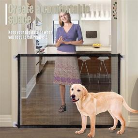 img 2 attached to 🚪 Queenii Baby Gate Pet Gate: Portable Retractable Mesh Magic Gate for Dogs - Versatile Safety Guard for Hall Doorways - 40.19" Wide - Black