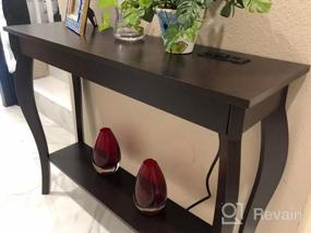 img 5 attached to Узкий диван-стол с розетками и USB-портами - консольный столик ChooChoo в шикарном черном цвете, идеально подходящий для гостиной, прихожей, прихожей и акцента фойе