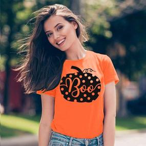 img 1 attached to Women'S Halloween T-Shirt Boo Cute Pumpkin Graphic Fall Tees Top Girls Short Sleeve Tee Shirts
