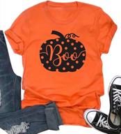 women's halloween t-shirt boo cute pumpkin graphic fall tees top girls short sleeve tee shirts logo