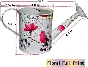 img 2 attached to Galvanized Steel Watering Can With Floral Print For Indoor Or Outdoor Gardening - Women, Men And Kids