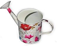 galvanized steel watering can with floral print for indoor or outdoor gardening - women, men and kids logo