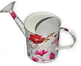 img 4 attached to Galvanized Steel Watering Can With Floral Print For Indoor Or Outdoor Gardening - Women, Men And Kids