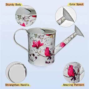 img 3 attached to Galvanized Steel Watering Can With Floral Print For Indoor Or Outdoor Gardening - Women, Men And Kids