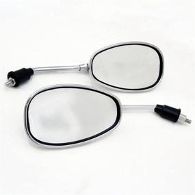 img 2 attached to 🛵 Chrome Oval Shape Motorcycle Scooter Mirror Set, MMG Universal Fit Adjustable Mirrors, 8mm RH/RH Thread (M8/1.25) - Model 0809