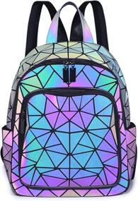img 3 attached to Geometric Backpack Backpacks Holographic Reflective Women's Handbags & Wallets at Fashion Backpacks