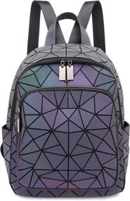 img 4 attached to Geometric Backpack Backpacks Holographic Reflective Women's Handbags & Wallets at Fashion Backpacks