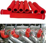 🔥 6-inch car truck spark plug wire boots thermal protection insulator sleeve - 1200 degree heat shield cover wrap, set of 8pcs (red) логотип