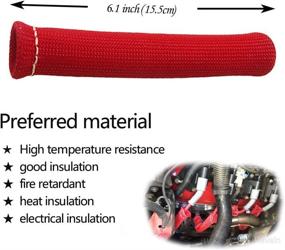 img 2 attached to 🔥 6-inch Car Truck Spark Plug Wire Boots Thermal Protection Insulator Sleeve - 1200 Degree Heat Shield Cover Wrap, Set of 8pcs (Red)