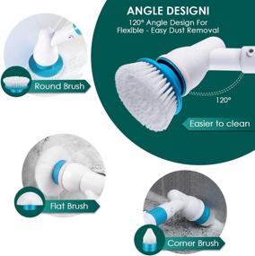 img 3 attached to 🛀 Cordless Electric Spin Scrubber for Bathtub & Tile Wall, Long Handle with 3 Replaceable Heads, Rechargeable Power Shower Cleaning Brush, Household Cleaning Tools for Bathroom Floor