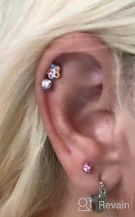 img 1 attached to Cute Colorful Flower Shape CZ Inlaid Stainless Steel Toddler Stud Earrings with Screw on Backs - 8 Pairs for Girls Kids - Tragus Cartilage Piercing Jewelry Set review by John Hill