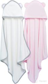 img 4 attached to 👶 2-Piece Bamboo Hooded Baby Towels - Ultra Absorbent, Super Soft Bath Towels for Babies, Toddlers, Infants-Newborns (White & Pink)