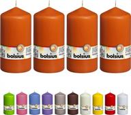 bolsius 4 orange pillar candles - 3x6 inches - individually wrapped - premium european quality - 65 burn hours - dripless & smokeless smooth flame - unscented dinner, wedding, party, & décor candles логотип