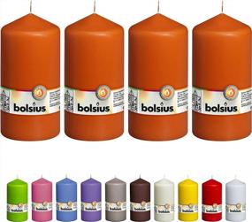 img 4 attached to BOLSIUS 4 Orange Pillar Candles - 3X6 Inches - Individually Wrapped - Premium European Quality - 65 Burn Hours - Dripless & Smokeless Smooth Flame - Unscented Dinner, Wedding, Party, & Décor Candles