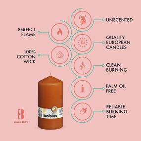 img 2 attached to BOLSIUS 4 Orange Pillar Candles - 3X6 Inches - Individually Wrapped - Premium European Quality - 65 Burn Hours - Dripless & Smokeless Smooth Flame - Unscented Dinner, Wedding, Party, & Décor Candles