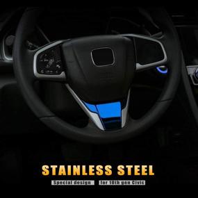 img 1 attached to 🚘 Enhance Your Honda Civic's Interior with CKE Stainless Steel Blue Steering Wheel Cover Trim - 2016-2021 10th Gen Civic Accessories