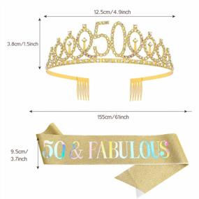 img 1 attached to Make Her 50Th Birthday Party Even More Special With KICOSY'S Women'S Gift Set: Sash, Tiara, Crown, And More!
