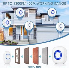 img 2 attached to Wireless Doorbell - PHYSEN Waterproof Doorbell Chime Kits With 1 Transmitter+1 Receiver, Operating At 1300-Ft Range 58 Ringtones 5 Volume Levels & LED Flash, Door Bell For Home/Classroom