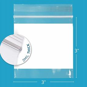 img 3 attached to 200 Count 3X3 Clear Plastic Reclosable Zip Bags - Bulk 2 Mil Thick Strong & Durable Poly Baggies With Resealable Zipper Top Lock And Write-On White Block For Storage, Packaging & Shipping.