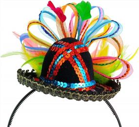 img 2 attached to Fiesta Fashion: повязка на голову Skeleteen Sombrero для аксессуаров для волос в мексиканском стиле