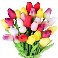 colorful 28-piece artificial tulips set for stunning floral arrangements and spring décor логотип
