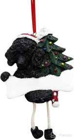 img 4 attached to 🐩 Black Poodle Ornament with Hand-Painted Unique 'Dangling Legs' - Easily Personalized for Christmas