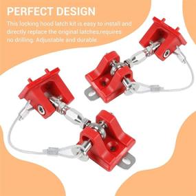 img 2 attached to CheroCar For Jeep Stainless Steel Hood Latch Catch Kit For 1997-2006 Jeep Wrangler TJ (Red)