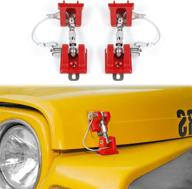 cherocar for jeep stainless steel hood latch catch kit for 1997-2006 jeep wrangler tj (red) logo