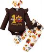 thanksgiving baby girl outfit: mikrdoo long sleeve romper and pants set for newborns and infants logo