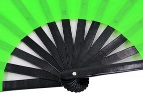 img 1 attached to Amajiji Large Foldable Fans, Festival Accessories For Men/Women, Chinese And Japanese Hand Fans, Gift Idea For Drag Queens, Performers And Dancers, (Green)
