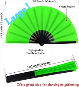 img 3 attached to Amajiji Large Foldable Fans, Festival Accessories For Men/Women, Chinese And Japanese Hand Fans, Gift Idea For Drag Queens, Performers And Dancers, (Green)