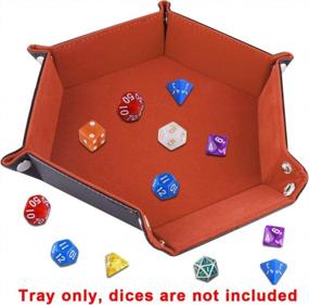 img 1 attached to SIQUK Double Sided Dice Tray: Folding Hexagon PU Leather And Velvet Holder For Dungeons And Dragons And Other Table Games - Orange-Yellow!