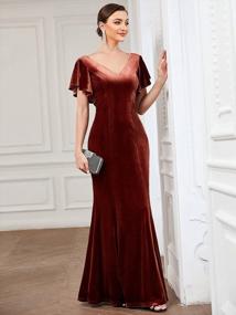 img 1 attached to Stunning Double V Neck Velvet Evening Dress With Ruffle Sleeves From Ever-Pretty